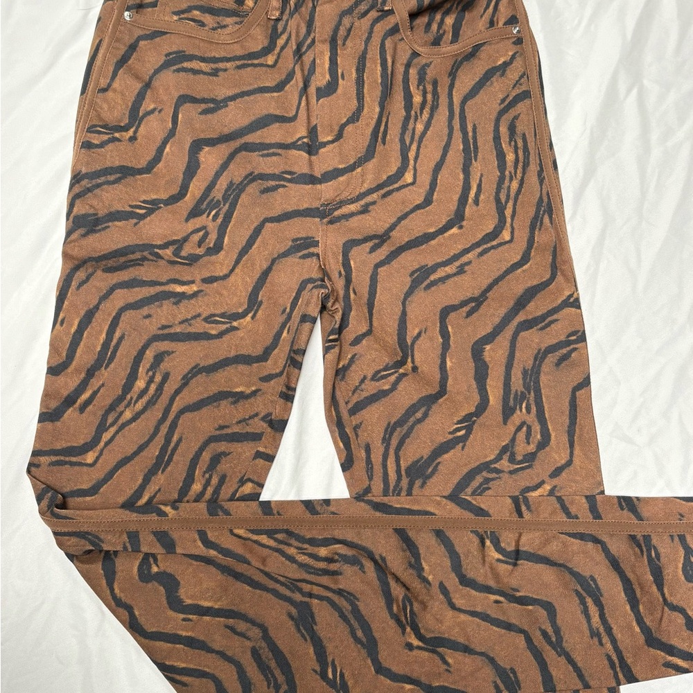 WeWoreWhat Straight Leg Slit Tiger Print Women’s Pants